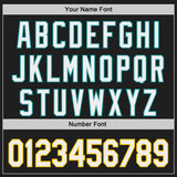 Custom Black White Teal-Yellow Japanese Wave Authentic Baseball Jersey