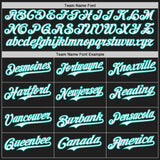 Custom Black White-Aqua Japanese Wave Authentic Baseball Jersey