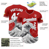 Custom Red White-Gray Japanese Wave Authentic Baseball Jersey