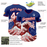 Custom Royal White-Red Japanese Wave Authentic Baseball Jersey