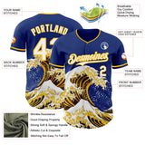 Custom Royal White-Gold Japanese Wave Authentic Baseball Jersey