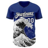 Custom Royal White-Black Japanese Wave Authentic Baseball Jersey