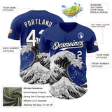 Custom Royal White-Black Japanese Wave Authentic Baseball Jersey