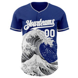Custom Royal White-Gray Japanese Wave Authentic Baseball Jersey