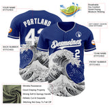 Custom Royal White-Gray Japanese Wave Authentic Baseball Jersey