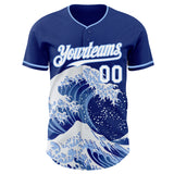 Custom Royal White-Light Blue Japanese Wave Authentic Baseball Jersey