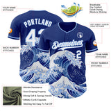 Custom Royal White-Light Blue Japanese Wave Authentic Baseball Jersey