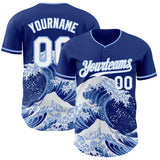 Custom Royal White-Light Blue Japanese Wave Authentic Baseball Jersey