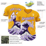 Custom Gold White-Purple Japanese Wave Authentic Baseball Jersey
