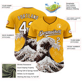 Custom Gold White-Brown Japanese Wave Authentic Baseball Jersey