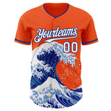 Custom Orange White-Royal Japanese Wave Authentic Baseball Jersey