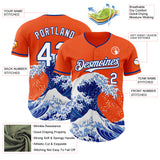 Custom Orange White-Royal Japanese Wave Authentic Baseball Jersey