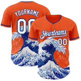 Custom Orange White-Royal Japanese Wave Authentic Baseball Jersey