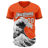 Custom Orange White-Black Japanese Wave Authentic Baseball Jersey
