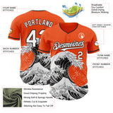 Custom Orange White-Black Japanese Wave Authentic Baseball Jersey