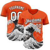 Custom Orange White-Black Japanese Wave Authentic Baseball Jersey