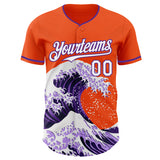 Custom Orange White-Purple Japanese Wave Authentic Baseball Jersey