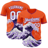 Custom Orange White-Purple Japanese Wave Authentic Baseball Jersey