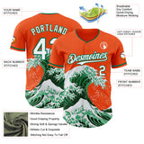 Custom Orange White-Kelly Green Japanese Wave Authentic Baseball Jersey