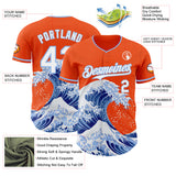 Custom Orange White-Light Blue Japanese Wave Authentic Baseball Jersey