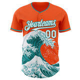 Custom Orange White-Teal Japanese Wave Authentic Baseball Jersey