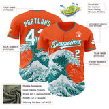 Custom Orange White-Teal Japanese Wave Authentic Baseball Jersey