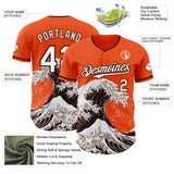 Custom Orange White-Brown Japanese Wave Authentic Baseball Jersey