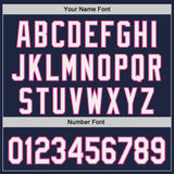 Custom Navy White-Pink Japanese Wave Authentic Baseball Jersey