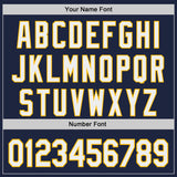 Custom Navy White-Gold Japanese Wave Authentic Baseball Jersey