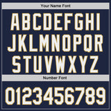 Custom Navy White-Old Gold Japanese Wave Authentic Baseball Jersey