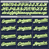 Custom Navy White-Neon Green Japanese Wave Authentic Baseball Jersey