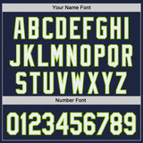 Custom Navy White-Neon Green Japanese Wave Authentic Baseball Jersey