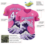 Custom Pink Purple-White Japanese Wave Authentic Baseball Jersey