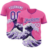 Custom Pink Purple-White Japanese Wave Authentic Baseball Jersey