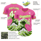 Custom Pink Neon Green-White Japanese Wave Authentic Baseball Jersey