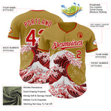 Custom Old Gold Red-White Japanese Wave Authentic Baseball Jersey