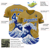 Custom Old Gold Royal-White Japanese Wave Authentic Baseball Jersey