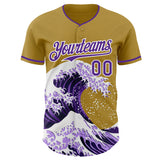 Custom Old Gold Purple-White Japanese Wave Authentic Baseball Jersey