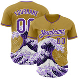 Custom Old Gold Purple-White Japanese Wave Authentic Baseball Jersey