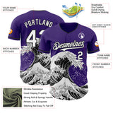 Custom Purple White-Black Japanese Wave Authentic Baseball Jersey