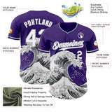 Custom Purple White-Gray Japanese Wave Authentic Baseball Jersey