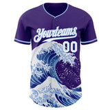 Custom Purple White-Light Blue Japanese Wave Authentic Baseball Jersey