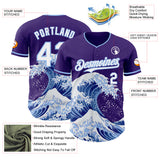 Custom Purple White-Light Blue Japanese Wave Authentic Baseball Jersey