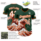 Custom Green White-Orange Japanese Wave Authentic Baseball Jersey