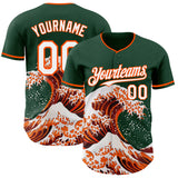 Custom Green White-Orange Japanese Wave Authentic Baseball Jersey