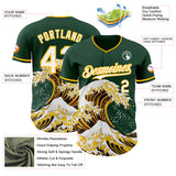 Custom Green White-Gold Japanese Wave Authentic Baseball Jersey