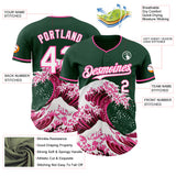 Custom Green White-Pink Japanese Wave Authentic Baseball Jersey
