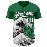 Custom Kelly Green White-Black Japanese Wave Authentic Baseball Jersey