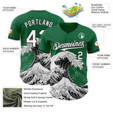 Custom Kelly Green White-Black Japanese Wave Authentic Baseball Jersey