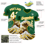 Custom Kelly Green White-Gold Japanese Wave Authentic Baseball Jersey